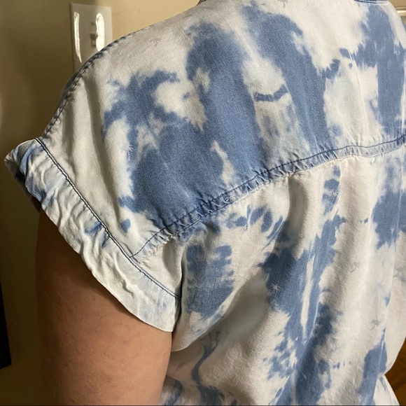 Summer Chambray denim button up unique tie dye - Picture 6 of 10